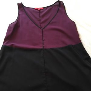 Black and burgundy sheer top
